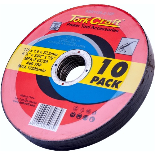 CUTTING DISC STEEL  &AMP; SS 115 X 1.0 X 22.2 MM 10 PACK