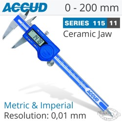 DIG. CALIPER 200MM 0.02MM ACC. CERAM. JAWS S/STEEL 0.01MM RES.