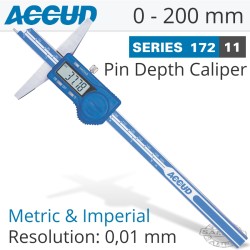 DIG. CALIPER 200MM 0.03MM ACC. PIN DEPTH 0.01MM RES. S/STEEL