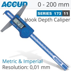 DIG. CALIPER 200MM 0.04MM ACC. HOOK DEPTH 0.01MM RES. S/STEEL