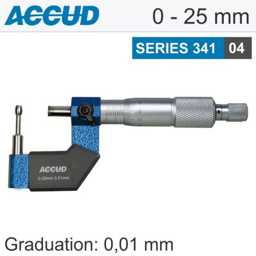 TUBE MICROMETER 25MM 0.006MM ACC. 16X4.6MM ANVIL 0.01MM GRAD.