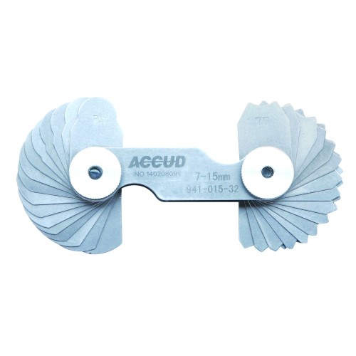 RADIUS GAUGE 1-7MM 17X2 LEAVES 0.03MM ACC. CONCAVE & CONVEX SURFACE