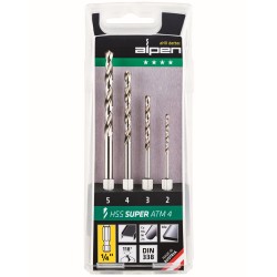 HEX SHANK SET HSS FOR 4 PIECE 2.3.4.5MM