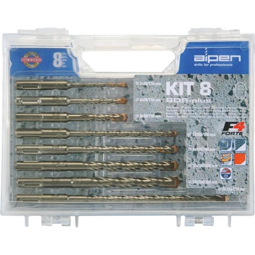 SDS PLUS DRILL BIT SET 8 PIECE IN PLASTIC CARRY CASE