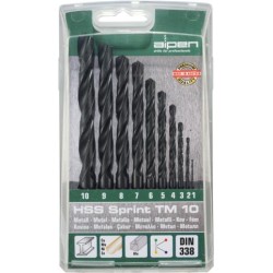 HSS SPRINT DRILL BIT SET 10 PIECE 1-10 X 1.0