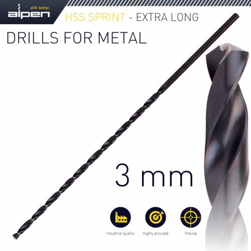 ALPEN HSS SUPER 3MM 150 X 100 EXTRA LONG