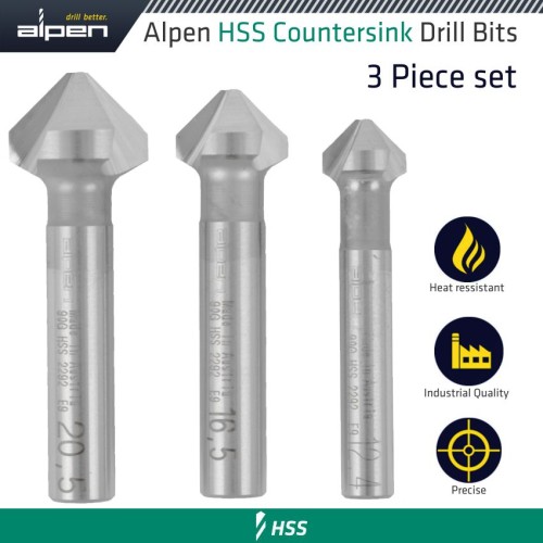 HSS COUNTERSINK SET - PCS 12.4 - 16.5 - 20.5MM