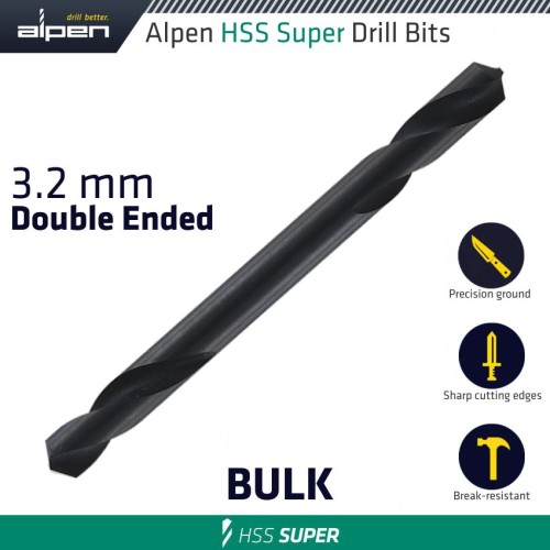 HSS SUPER DRILL BIT DOUBLE ENDED 3.2MM BULK