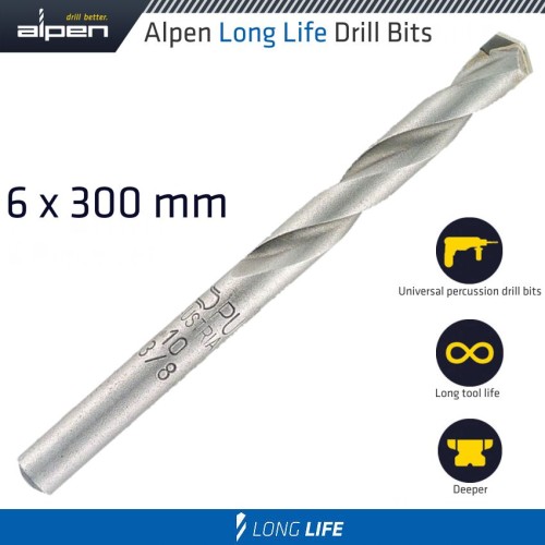 MASONRY DRILL BIT LONG LIFE 6 X 300MM