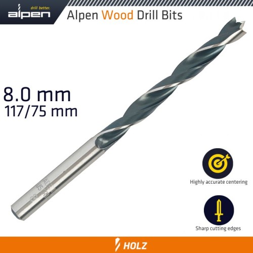 WOOD DRILL BIT 8 X 117MM