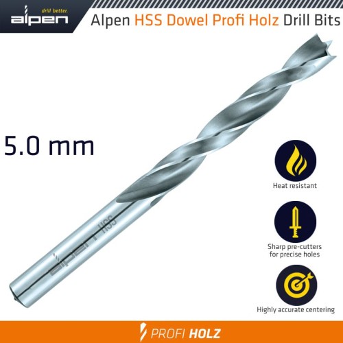 HSS WOOD DOWEL DRILL 5.0MM SHAPE C