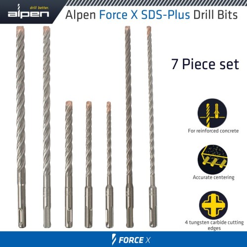 FORCE X SDS-PLUS MIX BOX 7 PCS. 6.0/ 8.0/ 10.0 MM X 160 AND 6.0/ 8.0/