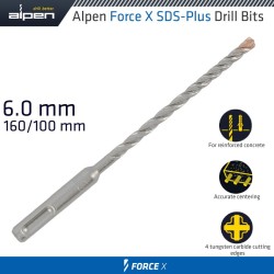 FORCE X 6.0 X 160/100 SDS-PLUS DRILL BIT X4 CUTTING EDGES