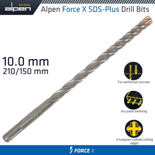 FORCE X 10.0 X 210/150  SDS-PLUS DRILL BIT X4 CUTTING EDGES