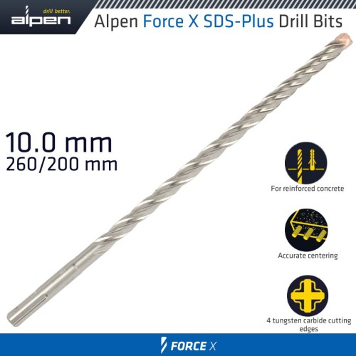 FORCE X 10.0 X 260/200  SDS-PLUS DRILL BIT X4 CUTTING EDGES