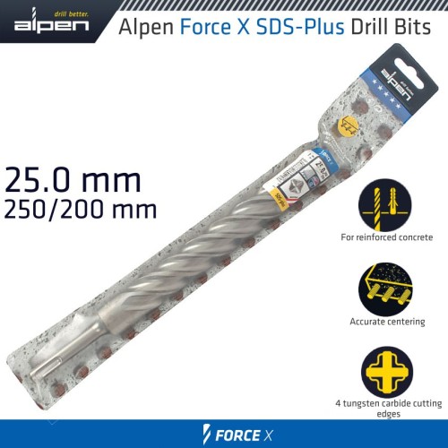 FORCE X 25.0 X 250/200  SDS-PLUS DRILL BIT X4 CUTTING EDGES