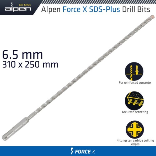 FORCE X 6.5 X 310/250 SDS-PLUS DRILL BIT X4 CUTTING EDGES