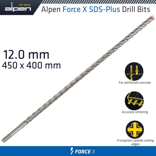 FORCE X 12.0 X 450/400  SDS-PLUS DRILL BIT X4 CUTTING EDGES