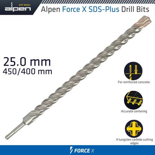 FORCE X 25.0 X 450/400  SDS-PLUS DRILL BIT X4 CUTTING EDGES