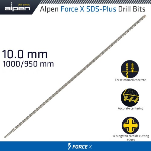 FORCE X 10.0 X 1000/950 SDS-PLUS DRILL BIT X4 CUTTING EDGES