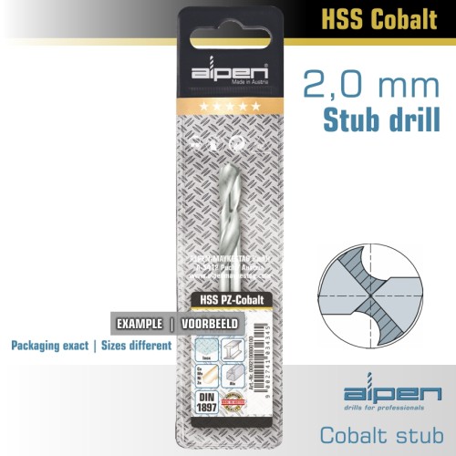 COBALT DRILL BIT SHORT POUCH 2.0MM