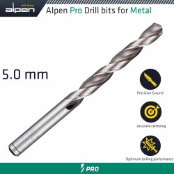 ALPEN PRO 5.0MM HSS DRILL DIN 338 RN 135 WITH SPLIT POINT BULK