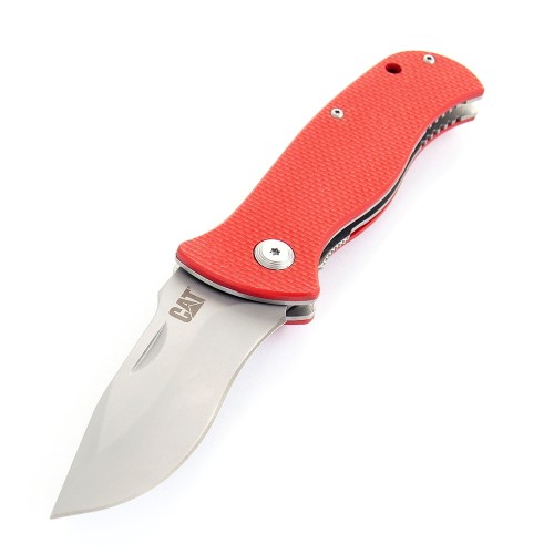 CAT FOLDING KNIFE RED HANDLE 19.1CM 106308