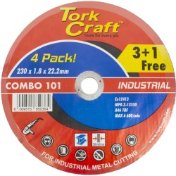 3+1 FREE CUTTING DISC INDUSTRIAL METAL 230 X 1.8 X 22.2 MM