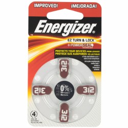 ENERGIZER HEARING AID BATTERY AZ312 BROWN 4 PACK (MOQ 6)