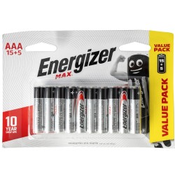 ENERGIZER MAX: AAA - 15+5 FREE PACK (MOQ 12)