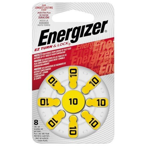 ENERGIZER HEARING AID BATTERY AZ10 YELLOW 8 PACK (MOQ 6)