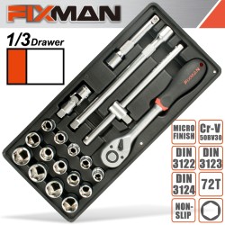 FIXMAN 19-PC 1/2" DR.SOCKETS & ACCESSORIES