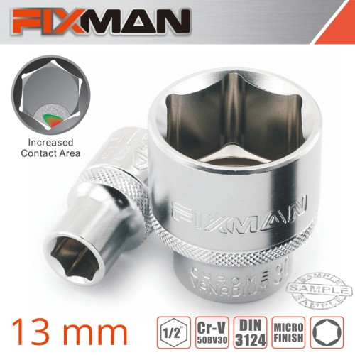 FIXMAN 1/2" DRIVE HEX SOCKET 13MM X 21.8MM