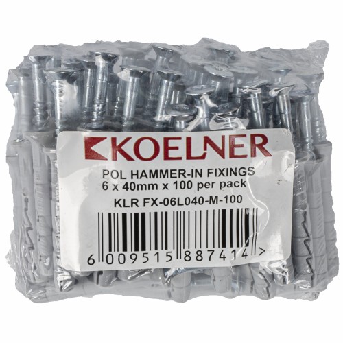 POL HAMMER-IN FIXING 6X40MM  X 100 PER PACK