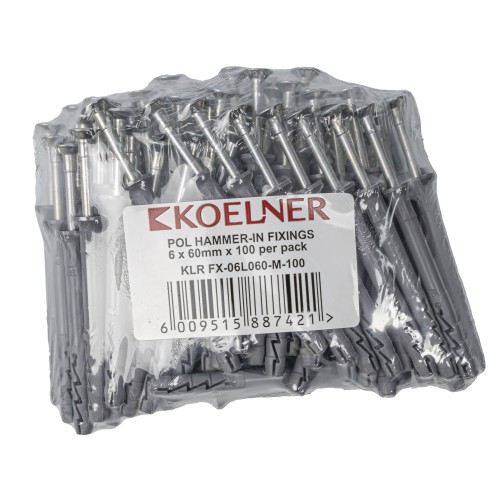 POL HAMMER-IN FIXING 6X60MM X 100 PER PACK