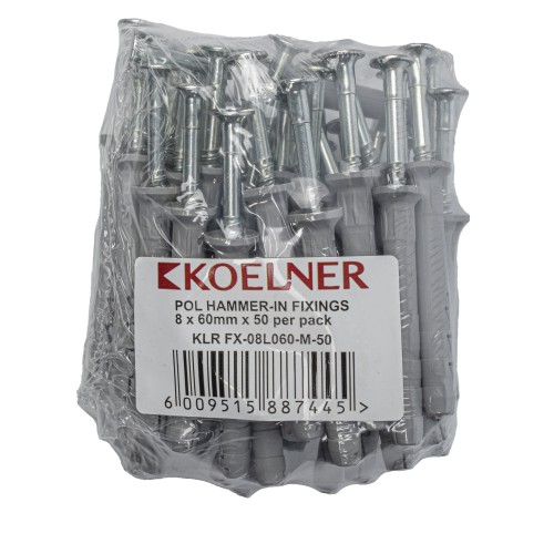 POL HAMMER-IN FIXING 8X60MM X 50 PER PACK