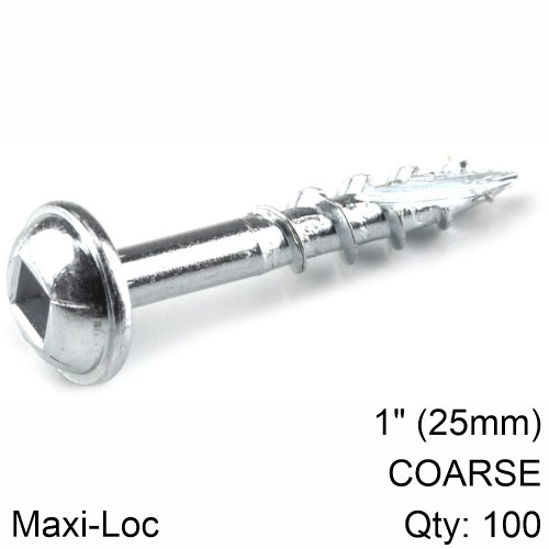 KREG ZINC POCKET HOLE SCREWS 25MM 1.00" #8 COARSE THREAD MX LOC 100CT