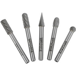 ROTARY BURR SET 5 PC ASSTD 8MM DIA TUNGSTEN