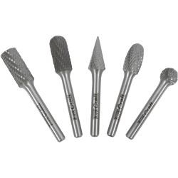 ROTARY BURR SET 5 PC ASSTD 12MM DIA TUNGSTEN