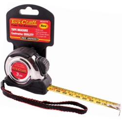 MEASURING TAPE SELF LOCK 3M X 16MM S/S & RUBBER CASING MATT FINISH