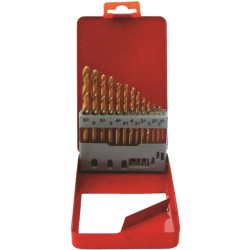 DRILL BIT SET 13PCE TIN. COATED METAL CASE