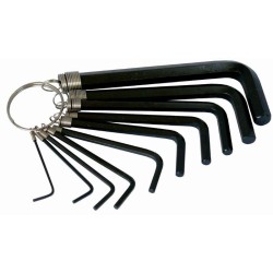 10PC HEX ALLEN KEY SET ON KEY RING SIZES- 1.5,2,2.5,3,4,5,5.5,6,8,10MM