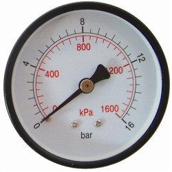 PRESS. GAUGE 63MM REAR FIT 1/4"0-16BAR 0-1600KPA