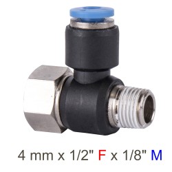 PU HOSE FITTING TEE 4MM X 1/8"F X 1/8"M