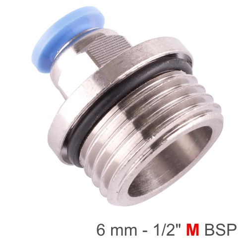 PU FITTING STR. STUD W/O-RING 6MM-1/2" M