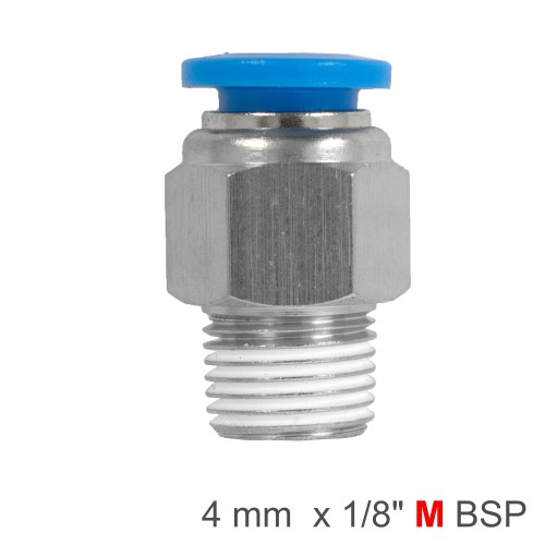 PU HOSE FITTING STRAIGHT STUD 4MM-1/8 M