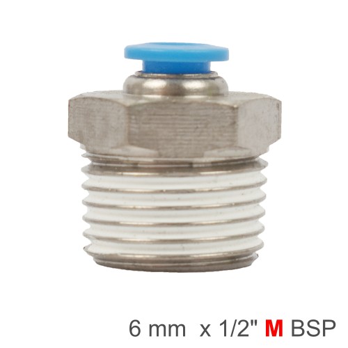 PU HOSE FITTING STRAIGHT STUD 6MM-1/2 M