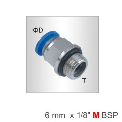 PU FITTING STRAIGHT STUD /O-RING 6MM-1/8 M