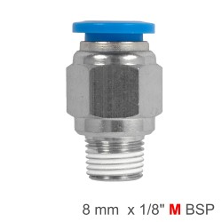 PU HOSE FITTING STRAIGHT STUD 8MM-1/8 M