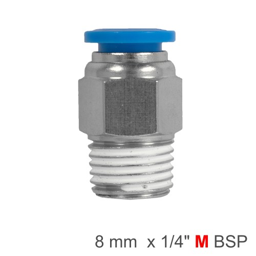 PU HOSE FITTING STRAIGHT STUD 8MM-1/4 M